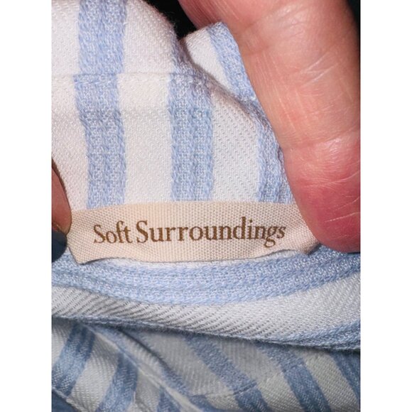 Soft Surroundings Blue White Striped Asymmetrical Handkerchief Hem Tunic Shirt M - Picture 7 of 12